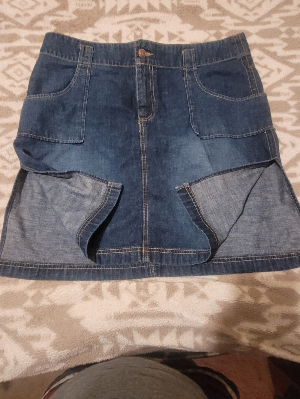 Denim A-Line Skirt - Blue - Picture 4 of 11